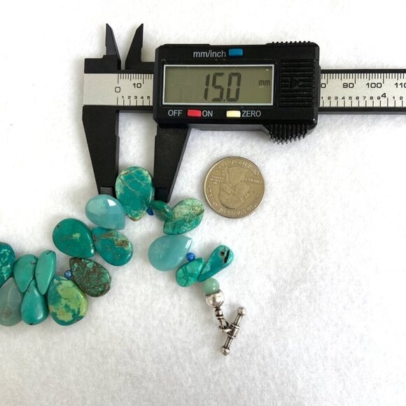 Sterling Silver 925 Teardrop Turquoise Aventurine & Sodalite Beaded Bracelet  7" - Picture 16 of 16